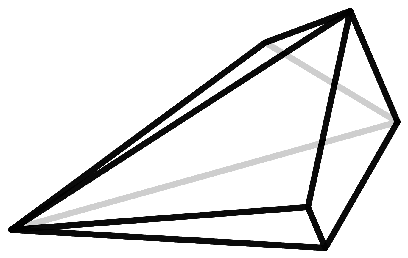 Zweites von sieben Polyedern mit sechs Ecken.